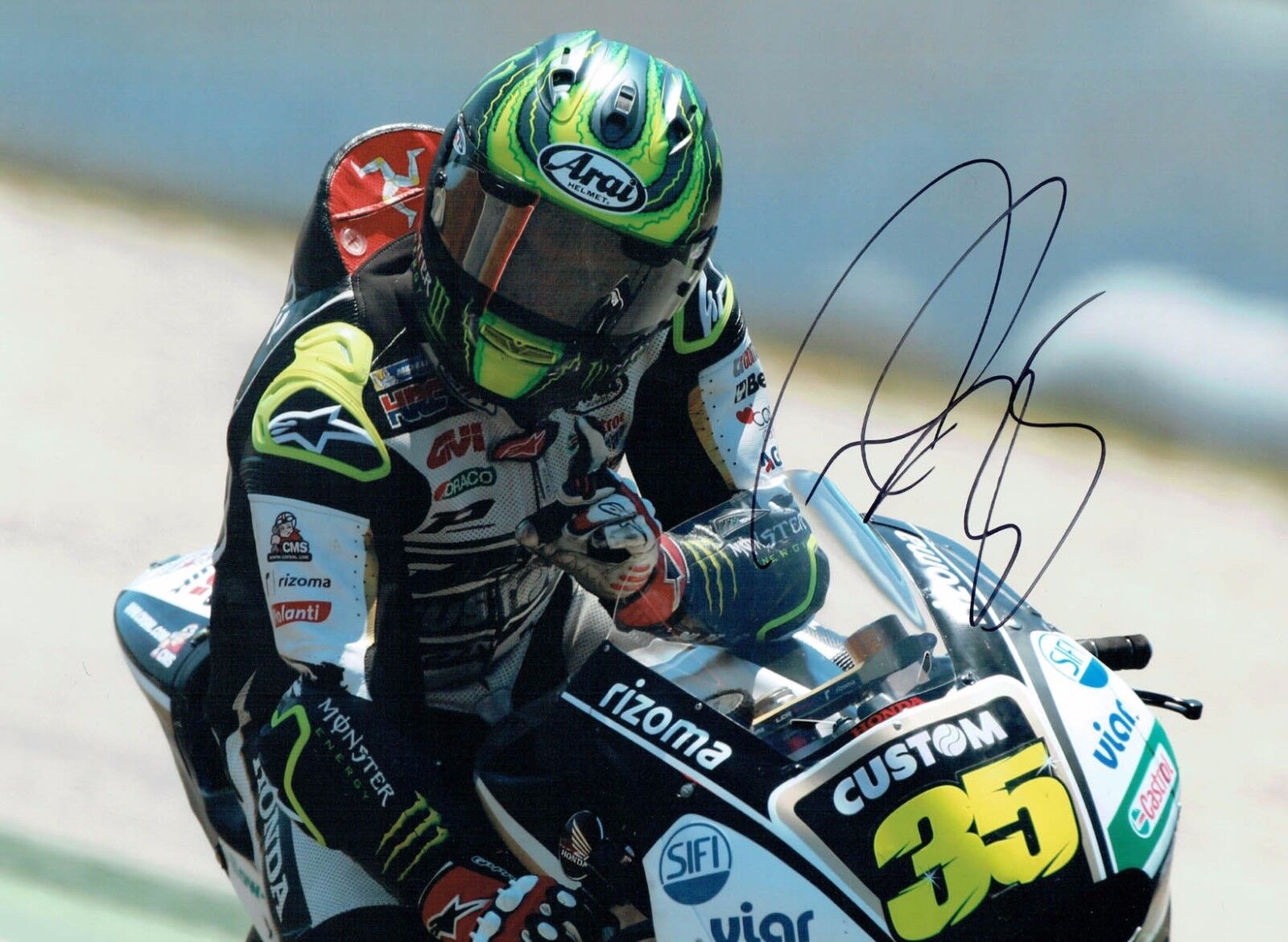 Cal CRUTCHLOW 2017 SIGNED Autograph 16x12 Photo Poster painting A AFTAL COA MOTOGP LCR Honda