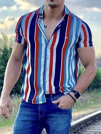 Men's Cowboy Stripe short sleeve Shirt