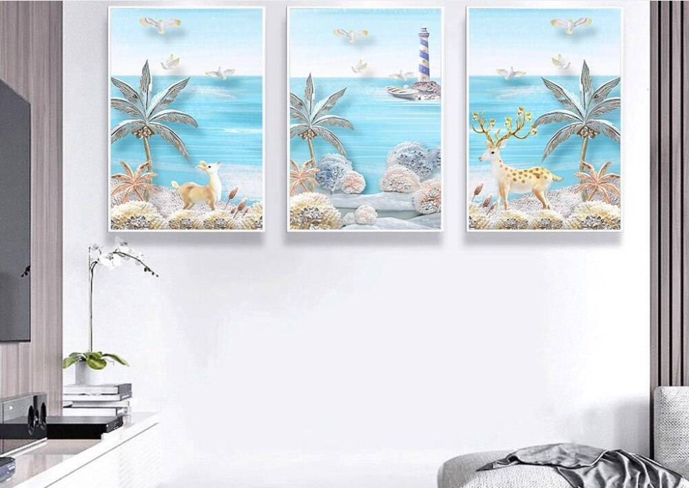 Modern simple reliefs three - dimensional elk Mediterranean Mediterranean Nordic decorative painting frameless painting