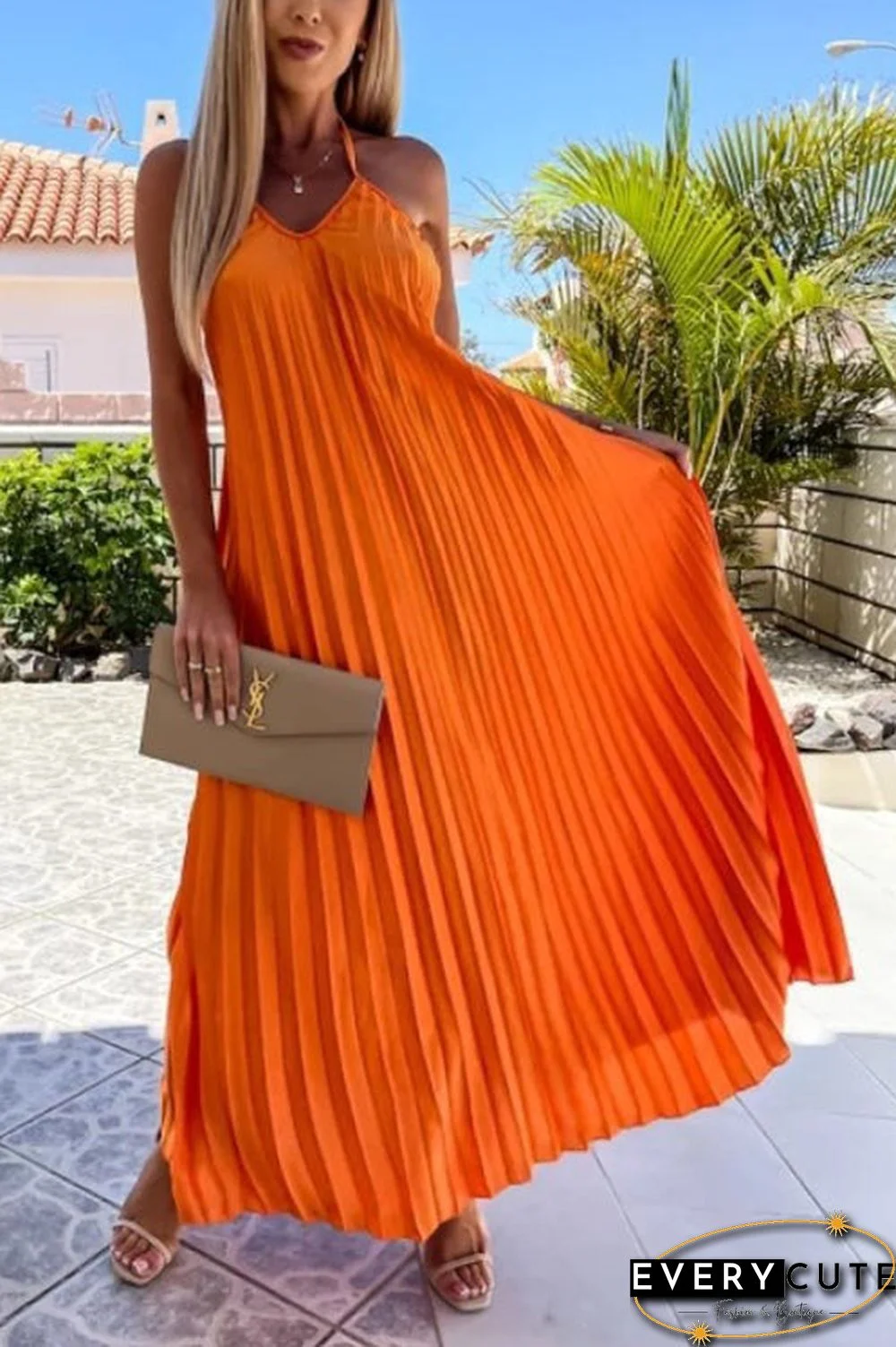Breeze Slip Pleated Maxi Dress