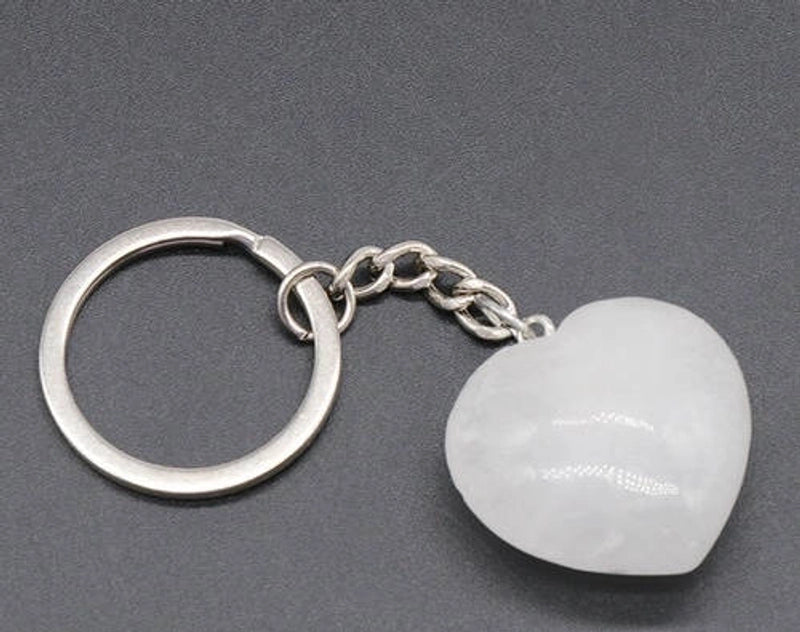Minimalist Heart Shape Natural Stone Polishing Crystal Keychain