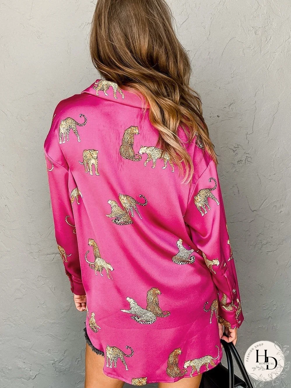 Tempting Printed Lapel Single-Breasted Long-Sleeved Blouse
