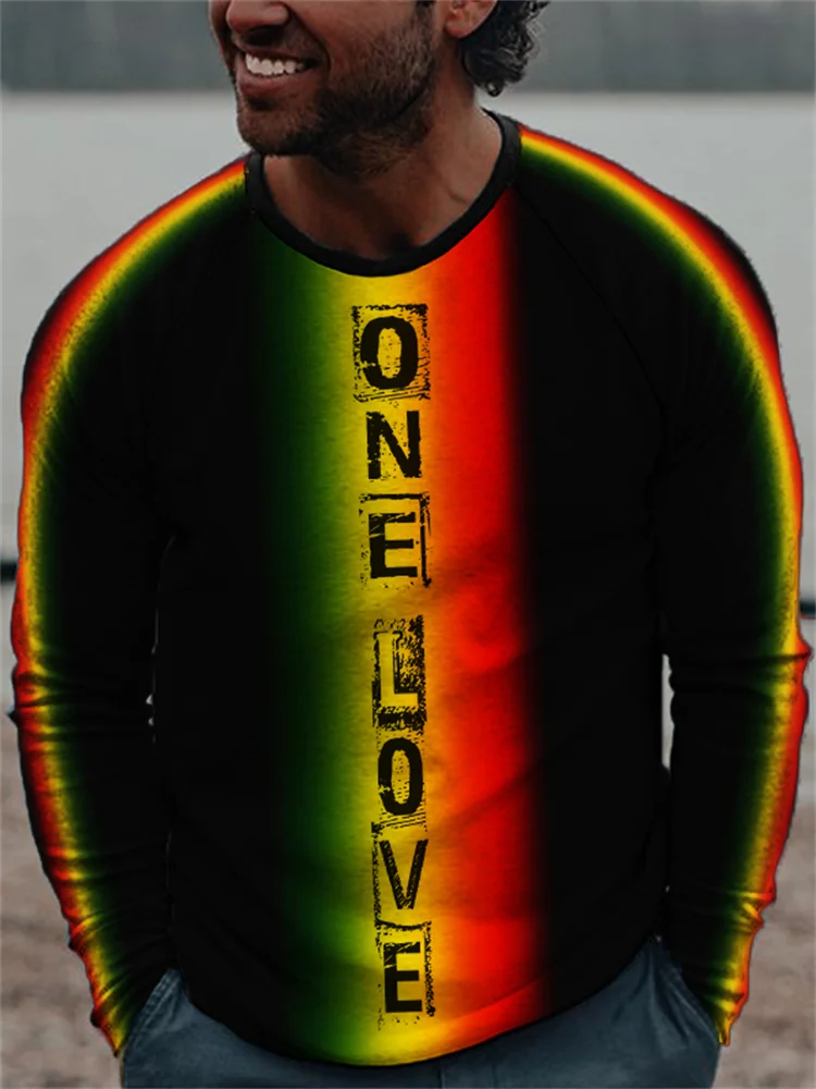 One Love Gradient Stripe Long Sleeve T Shirt
