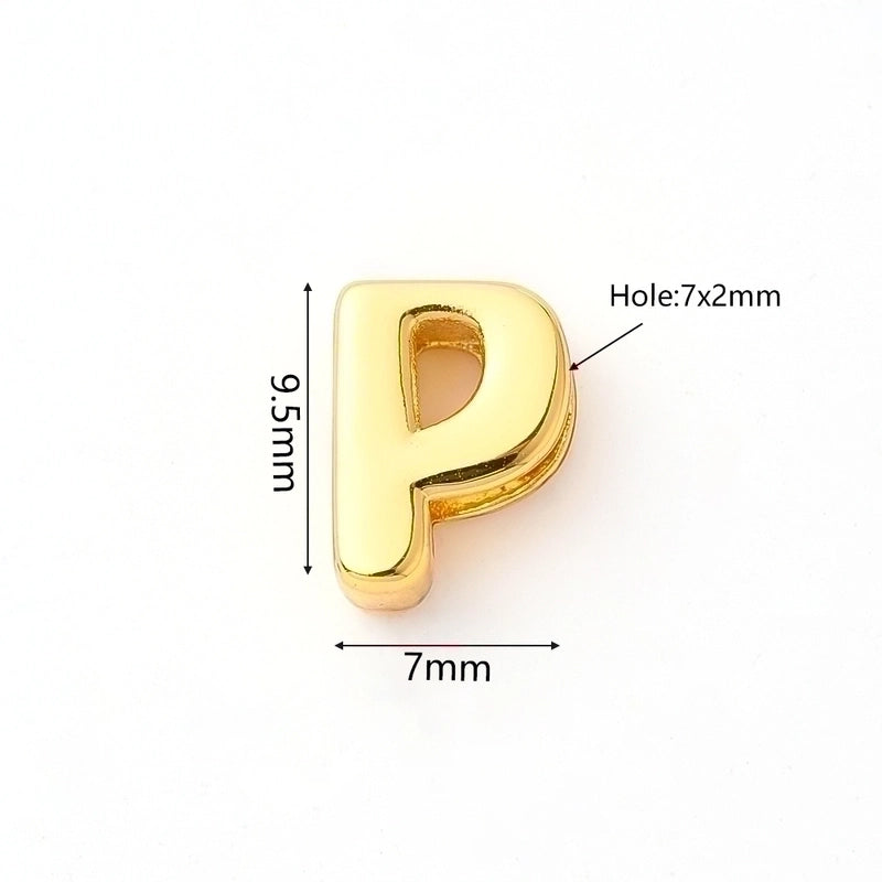 1 Pc/Package 9.5x6mm 9.5×7.5mm 9.5x8mm 7x2mm Copper 18K Gold Plated Letter Bubble Polished Beads