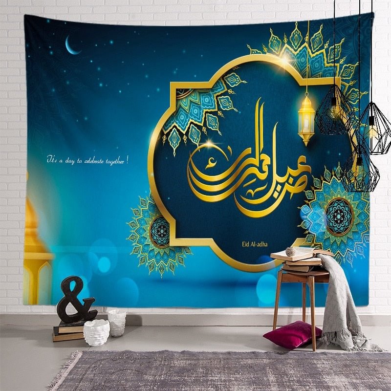 2021 Eid Mubarak Decoration Background Cloth Wall Muslim Festival Decoration Moon Hanging Tapestry Home Mural Towel Tapestry