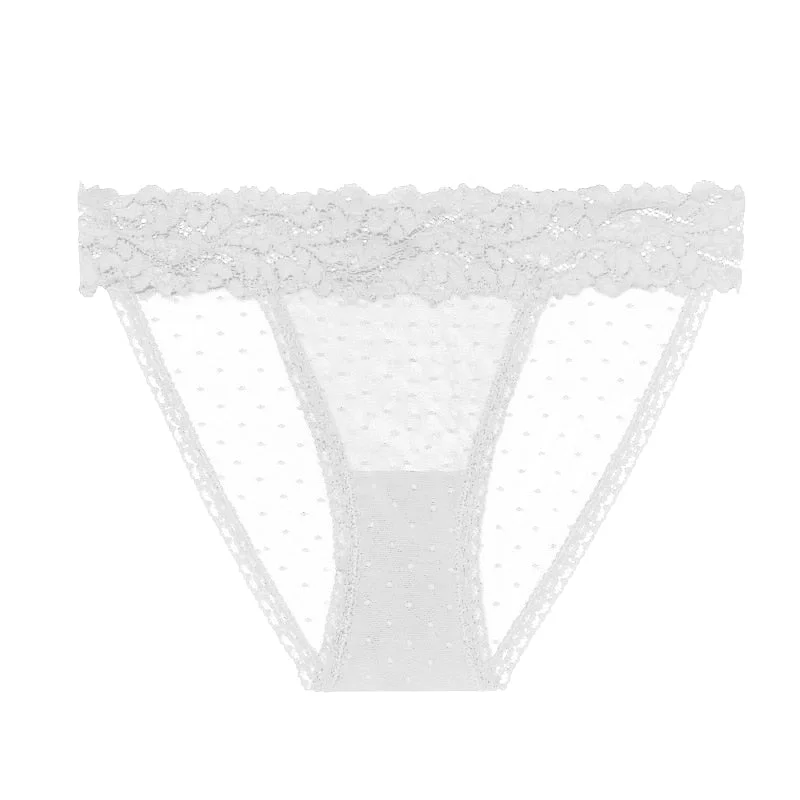 Pink Panties Women Dot Mesh Lace Underwear Low-waist Briefs Transparent Panty intimates Lingerie Female Sex Thong Sexy Panties