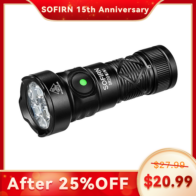 SOFIRN SR20MINI EDC Flashlight Super Bright 1200 Lumen Red and White Flashlight