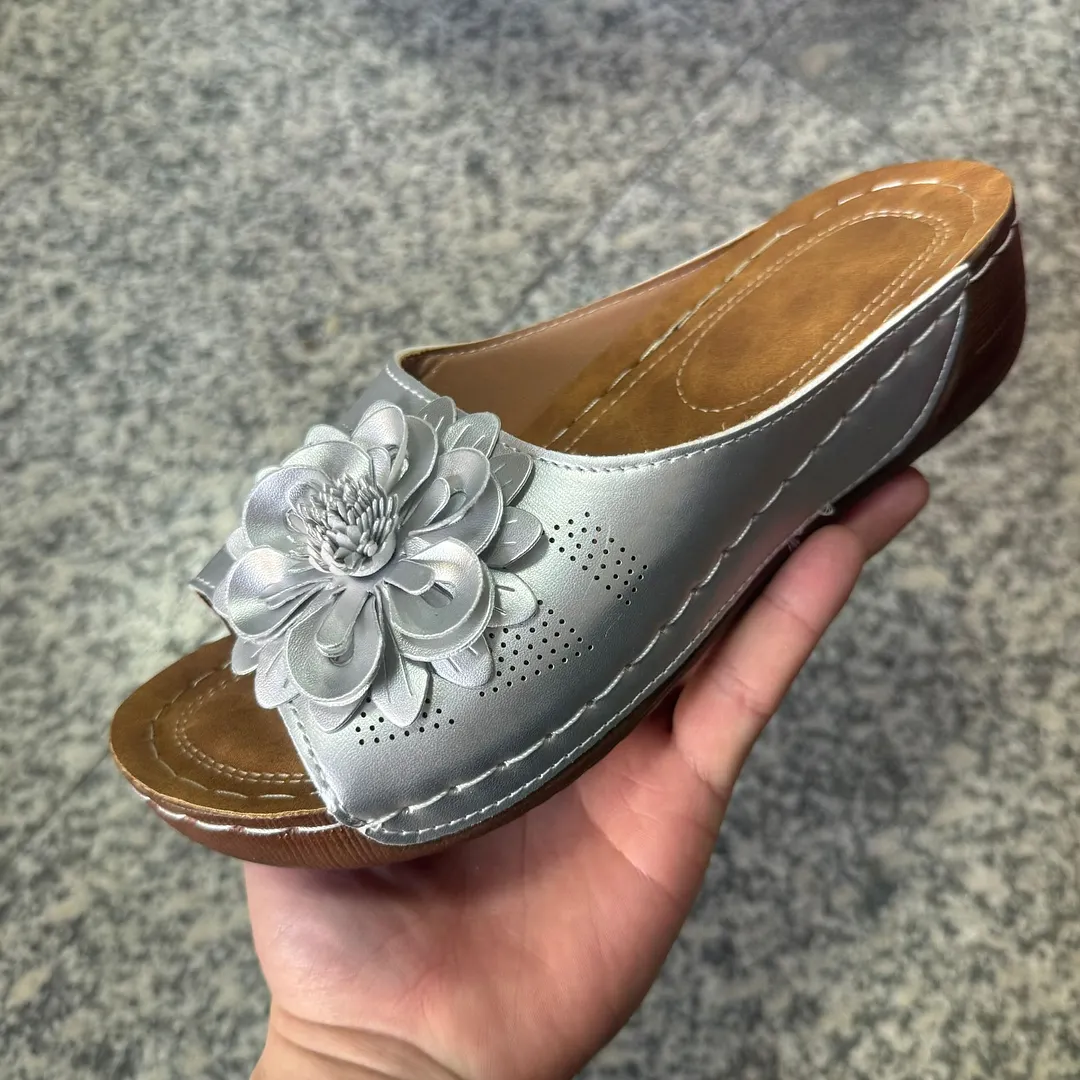Breakj Breakj Summer New Large-Size Lady Thick-Soled Sandals Help Flowers Decorated With Ultra-Light Polyurethane Soles