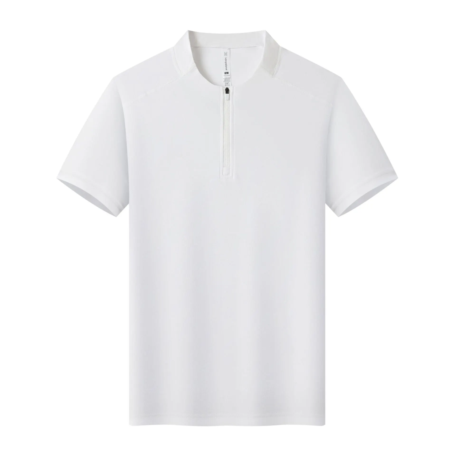 2026 Summer Ice Silk Quick-Dry Half-Zip Polo Shirt Men’s Stand Collar Short Sleeve T-Shirt