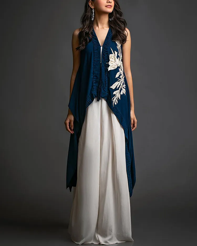 Halter Asymmetrical Top and Pants Two-piece Set