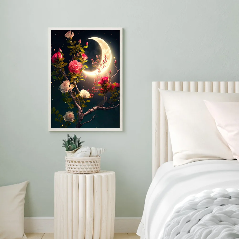 EOBROMD Flower Moon Diamond Painting Kits for Adults, 5D Landscape