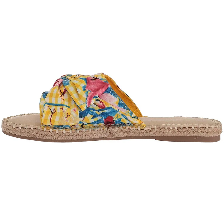 Colorful Floral Bow Plaid Slide Sandals Vdcoo