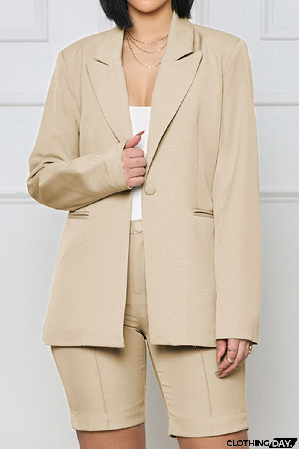 Long Sleeve Blazer and Shorts Set