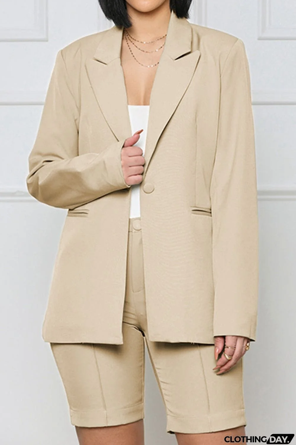 Long Sleeve Blazer and Shorts Set