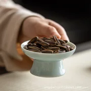 Cricstine Ceramic Exquisite Dried Fruit Plate Chinese Fruit Plate Tea Tray Small Tray Melon Seeds Snack Pastry Plate Snack Plate