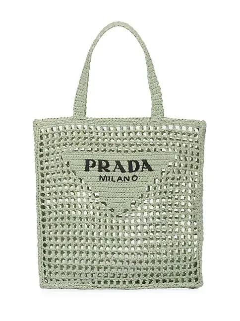 Prada Raffia Tote Bag green