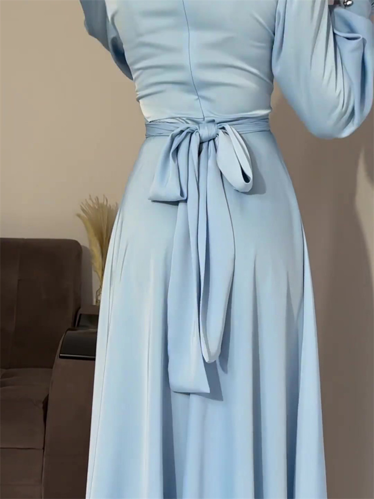 Ootddress Ruffled Bandage Elegant Maxi Dress For Women Patchwork Slim Lace-Up Solid Vintage Evening Partywear Ladies Long Dress 2025