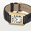 TANK LOUIS CARTIER WATCH Large model, quartz movement, 18K yellow gold, leather