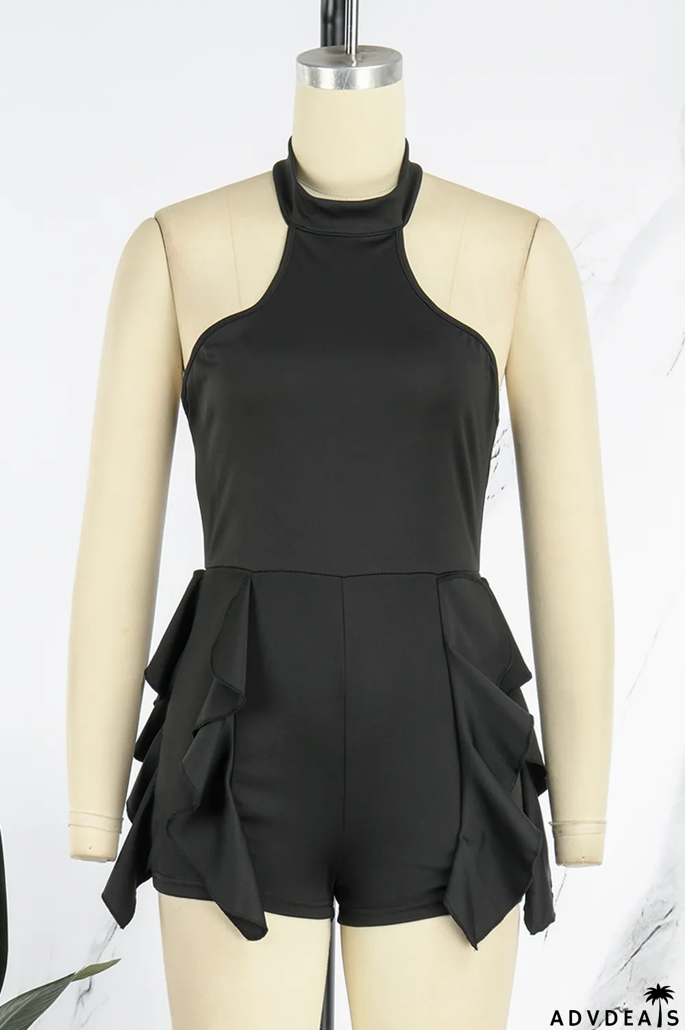 White Casual Solid Patchwork O Neck Skinny Romper