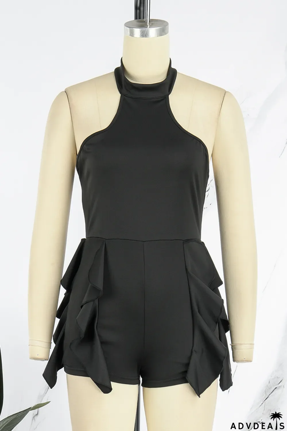 White Casual Solid Patchwork O Neck Skinny Romper