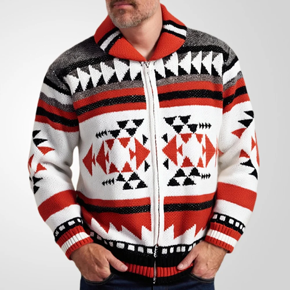 Uveng Uveng Men's Autumn And Winter Men's Knitwear Jacket Collar Long-Sleeved Cardigan Sweater SY0021