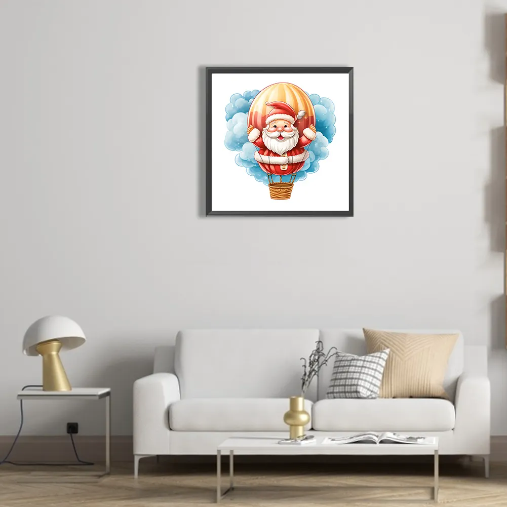 Full Round Diamond Painting 30*30cm - Hot Air Balloon Santa Claus