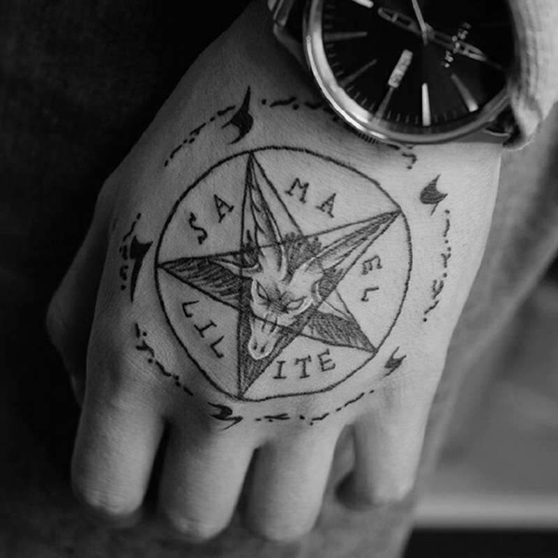 Art Satanic  Baphomet Pentagram Totem Temporary Tattoo Stickers