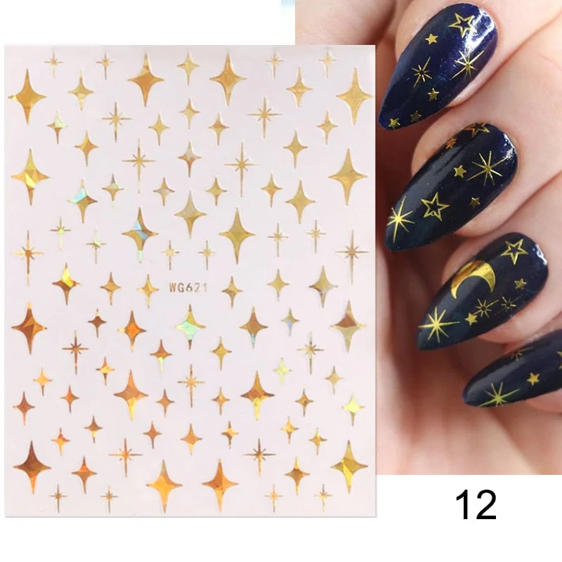 3D Glitter French Stickers On Nails Silver Powder White Hypotenuse Edge Nail Art Decals Sliders Shiny Adhesive Sliders Manicures