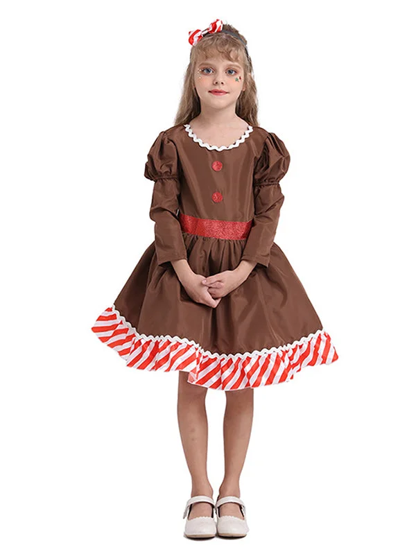 Girls Christmas Gingerbread Man Costume-elleschic