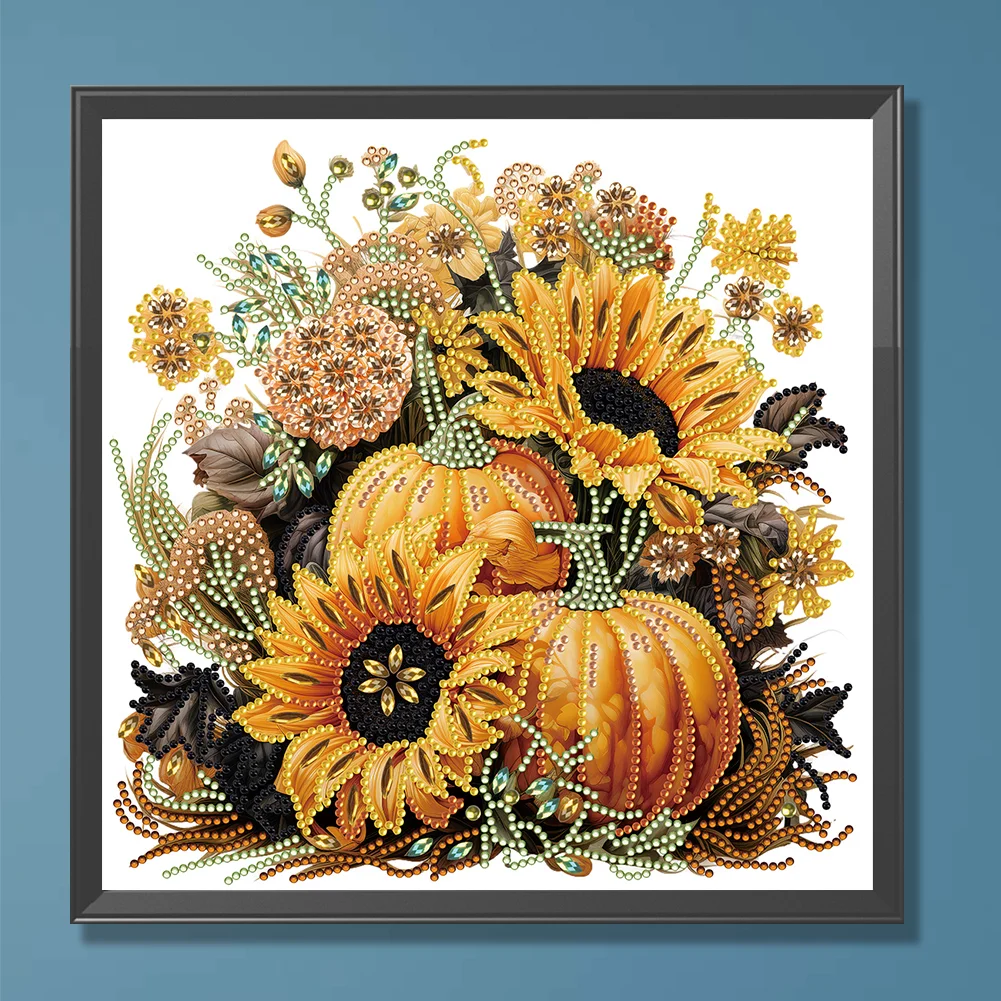 Diamond Painting - Partial Special Shaped Drill - Pumpkin Sunflower(Canvas|30*30cm)