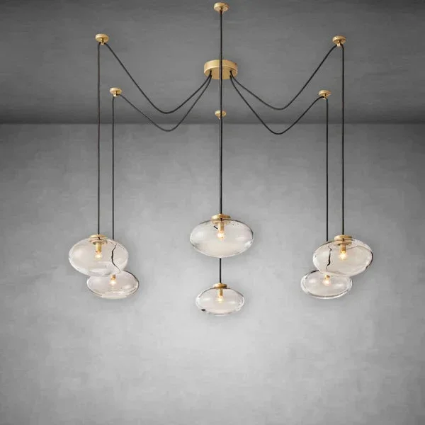 Curvette Clear Glass Suspended Chandelier 84" Vjlight