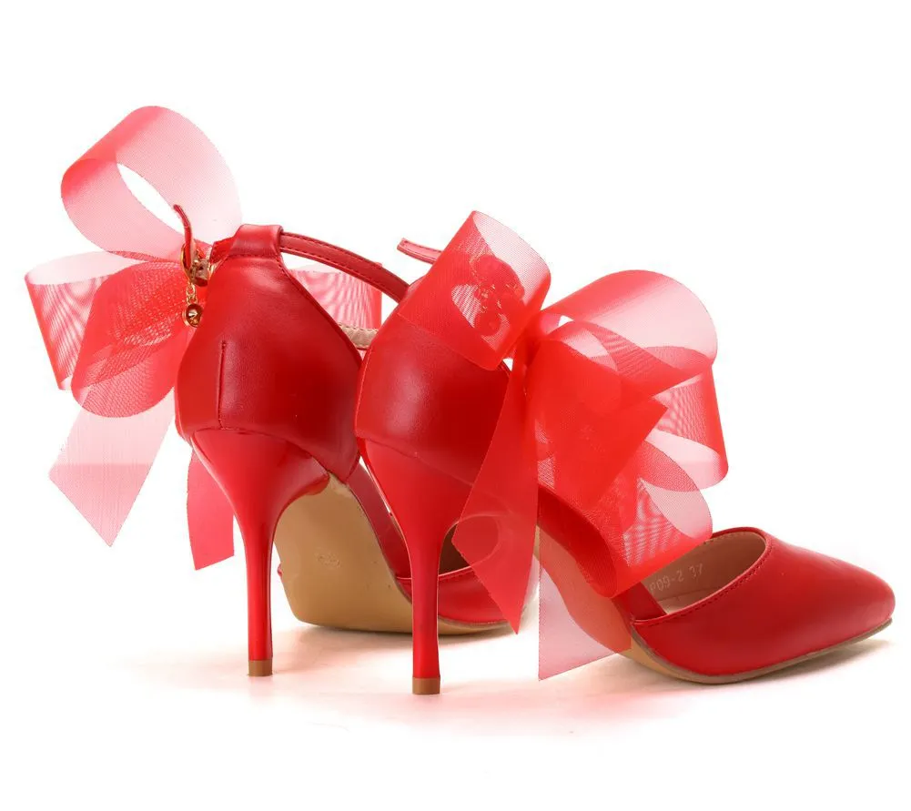 Breakj Breakj Butterfly Flower Wedding Shoes One-Word Wristband Bridal Shoes Fine Heel Wedding Shoes Women Sandals Tip High Heels