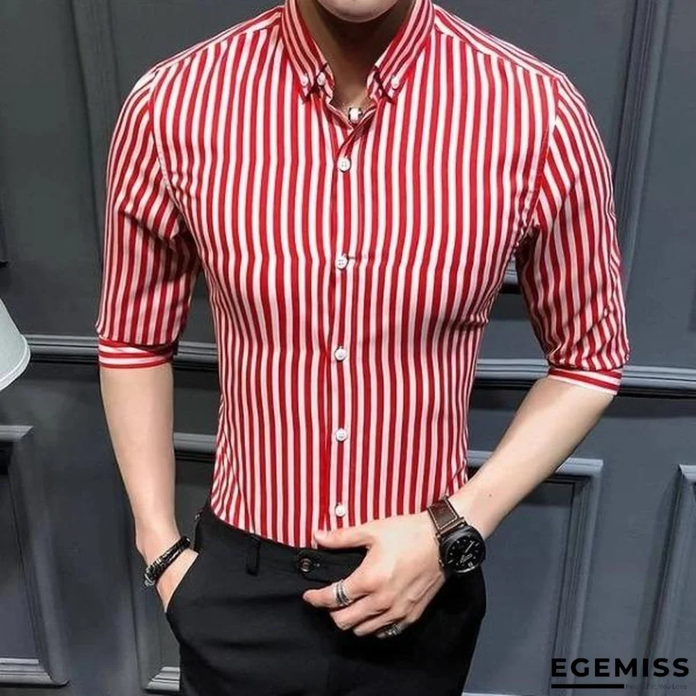 Slim Fit Striped Fashion Men's Casual Shirts | EGEMISS