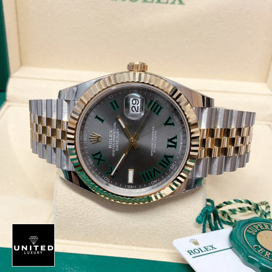 Rolex Datejust 36 Wimbledon Yellow Gold Fluted Bezel Jubilee Replica in the Rolex Box