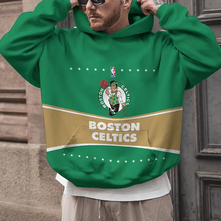 Boston Celtics  Printed Hooded Pocket Pullover Hoodie