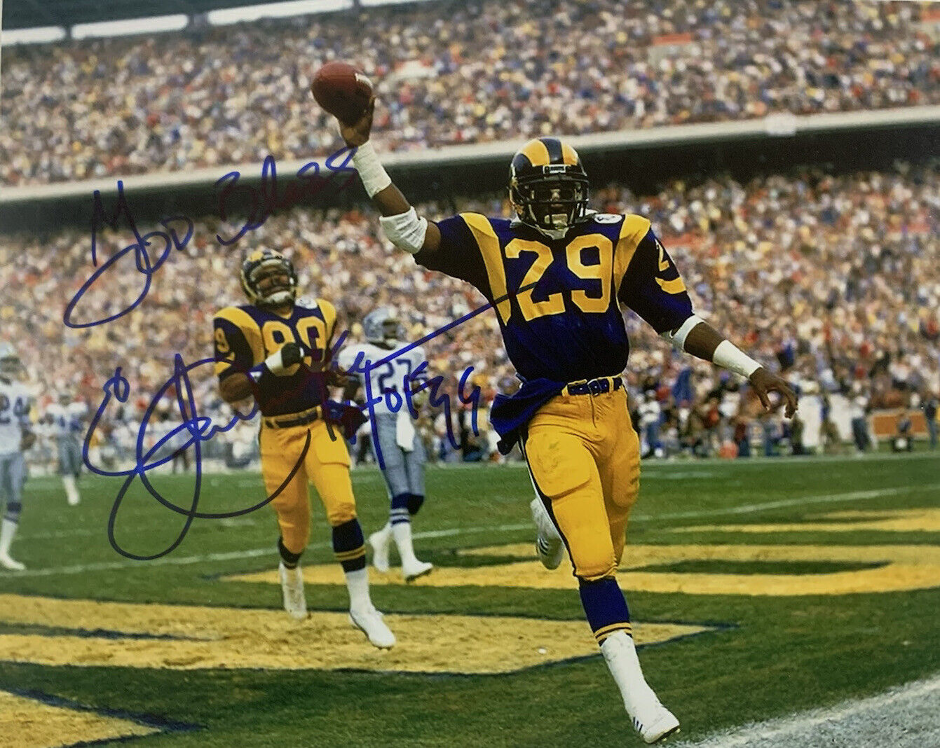 ERIC DICKERSON HAND SIGNED 8x10 Photo Poster painting ST LOUIS RAMS FOOTBALL AUTOGRAPH COA