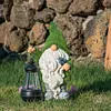 Flocked Gnome Statue with Solar Light Outdoor Gnome Decoration for Outdoor Decor
