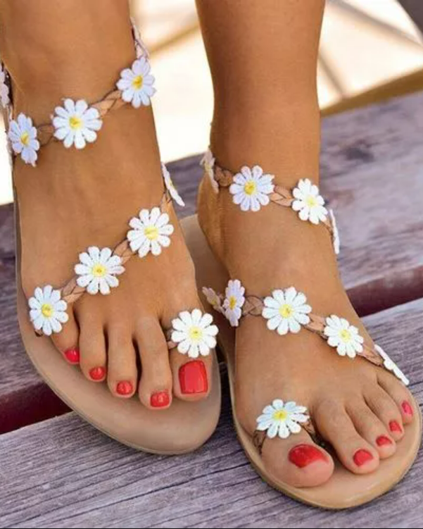Women's Flower Flat Heel Sandals shopify LILYELF