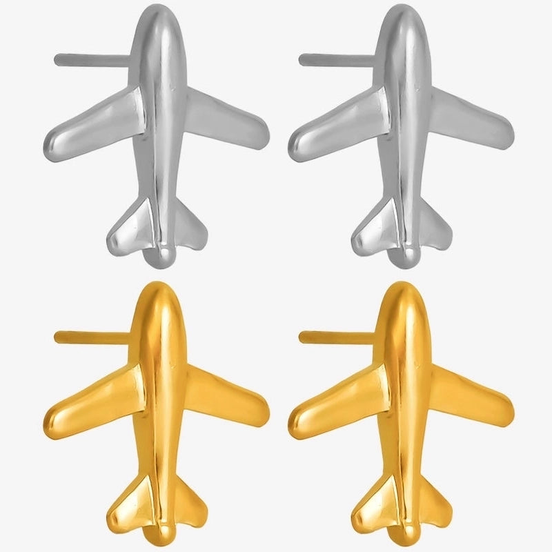 1 Pair Casual Minimalist Streetwear Airplane Irregular Plating 304 Stainless Steel Ear Studs