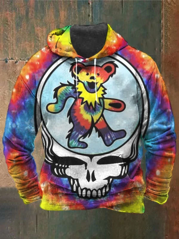 Unisex Skull Bear Print Heavyweight Hoodies