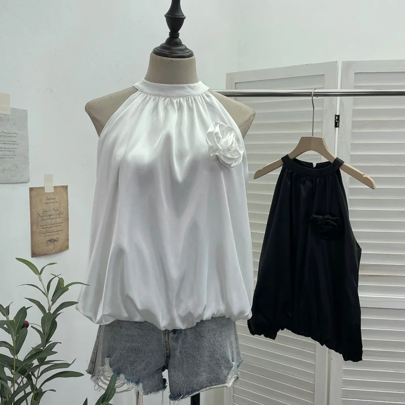 Nigikala Nigikala Shooting French Gold Wind Hanging Shoulder Waistcoat Woman Design Feel Sleeveless Bud Top Loose Shirt 1170