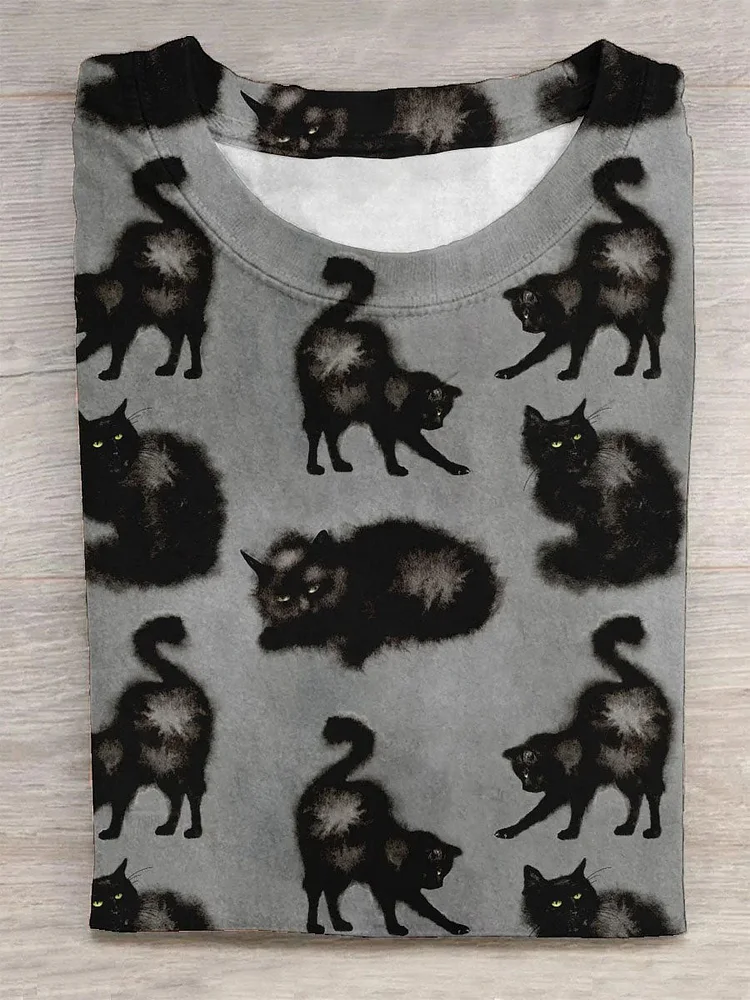 Grumpy Cat Print Casual T-shirt