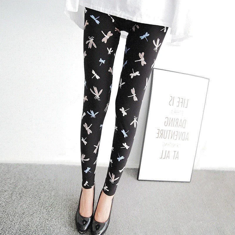 CUHAKCI Printed Leggings Women Workout Polyester High Waist Leggins Fitness Gym Activewear Pencil Pants