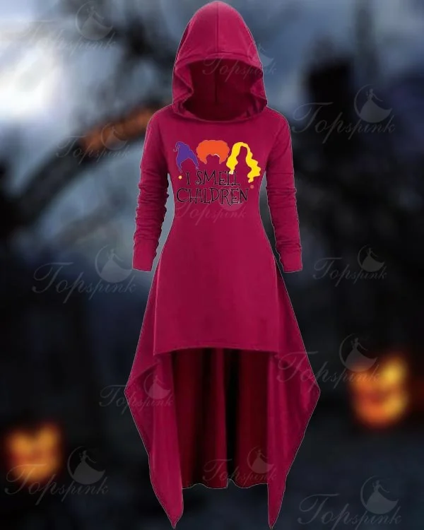 Halloween Literary Retro Hooded Dress