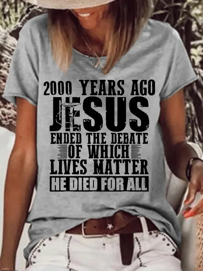 Easter Women's He Died For All Letter Print Top