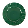 10 Pack | 11" Hunter Emerald Green Hard Plastic Dinner Plates with Gold Ruffled Rim, Large Heavy Duty Disposable Dinnerware