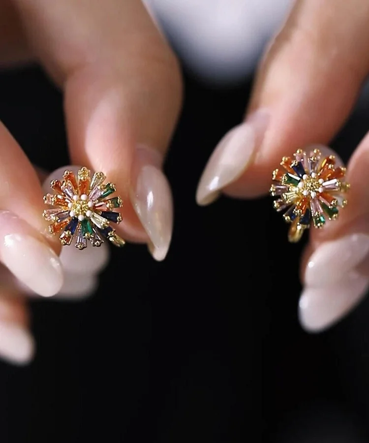 Boho Rainbow Copper Alloy Fireworks Stud Earrings