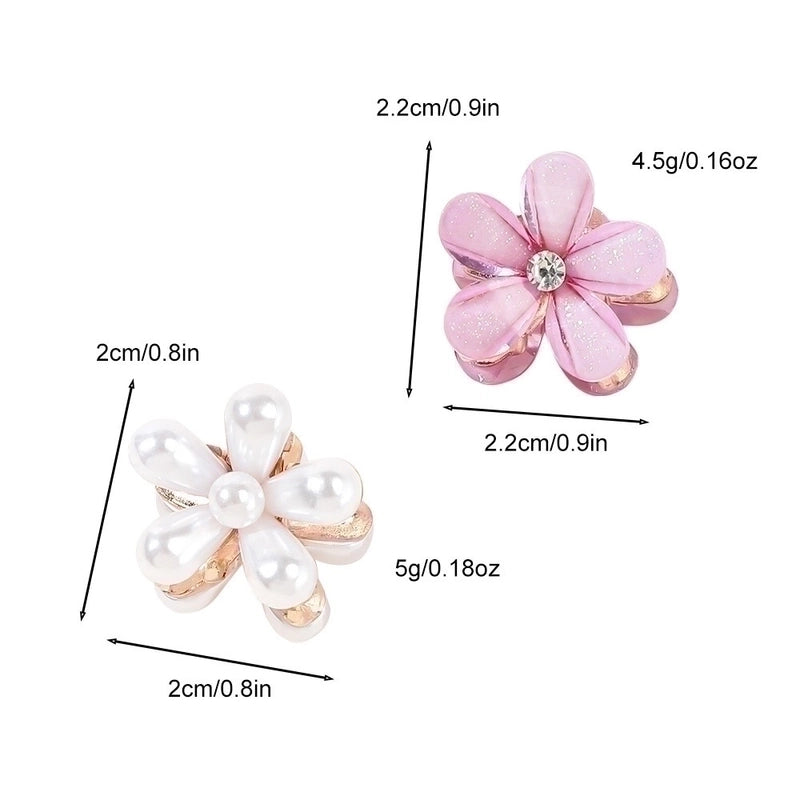 Women’s Sweet Minimalist Flower Metal Inlay Resin Rhinestones Pearl Hair Claws