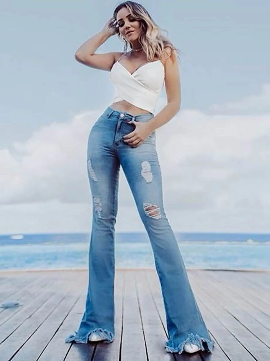 Flare Jeans with Holes
