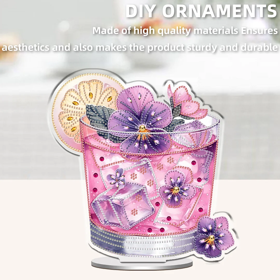 Drink DIY 2D Flat Print Acrylic Desktop Diamond Art Kits 24x22cm Desktop Decor